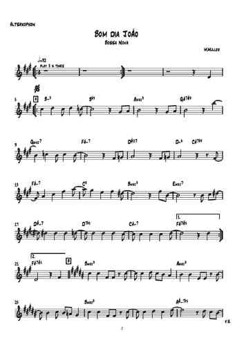 Bom Dia Joao - alto sax (music / audio / play-along)
