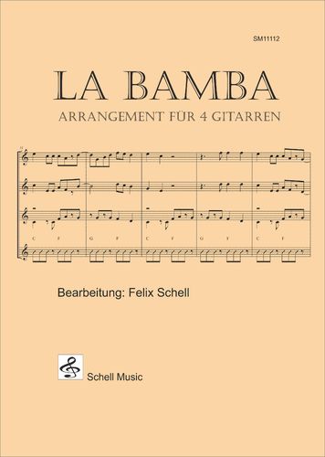 La Bamba - Arrangement für 4 Gitarren (Partitur und 2-facher Stimmensatz)