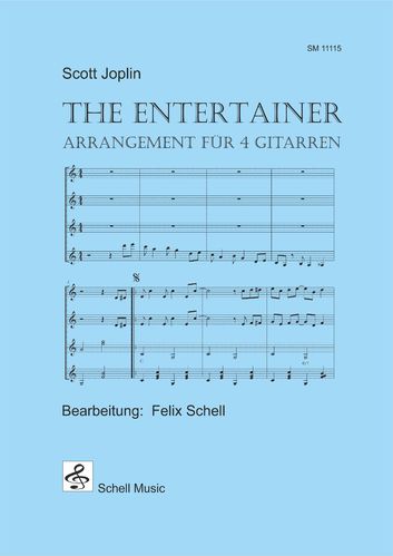 The Entertainer - Arrangement für 4 Gitarren (Partitur, 2-facher Stimmensatz)